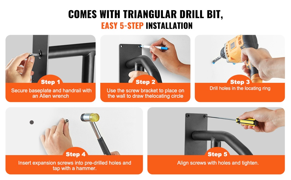 Käsijohde eri seinämateriaaleissa