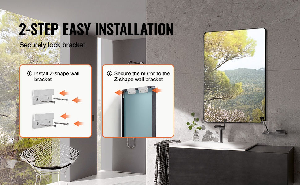 Z-muotoinen seinäkiinnike peilille