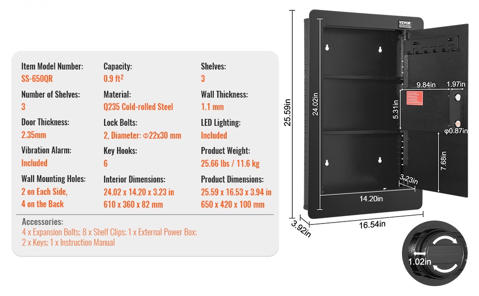 Kassakaapin sisätilat ja hyllyt