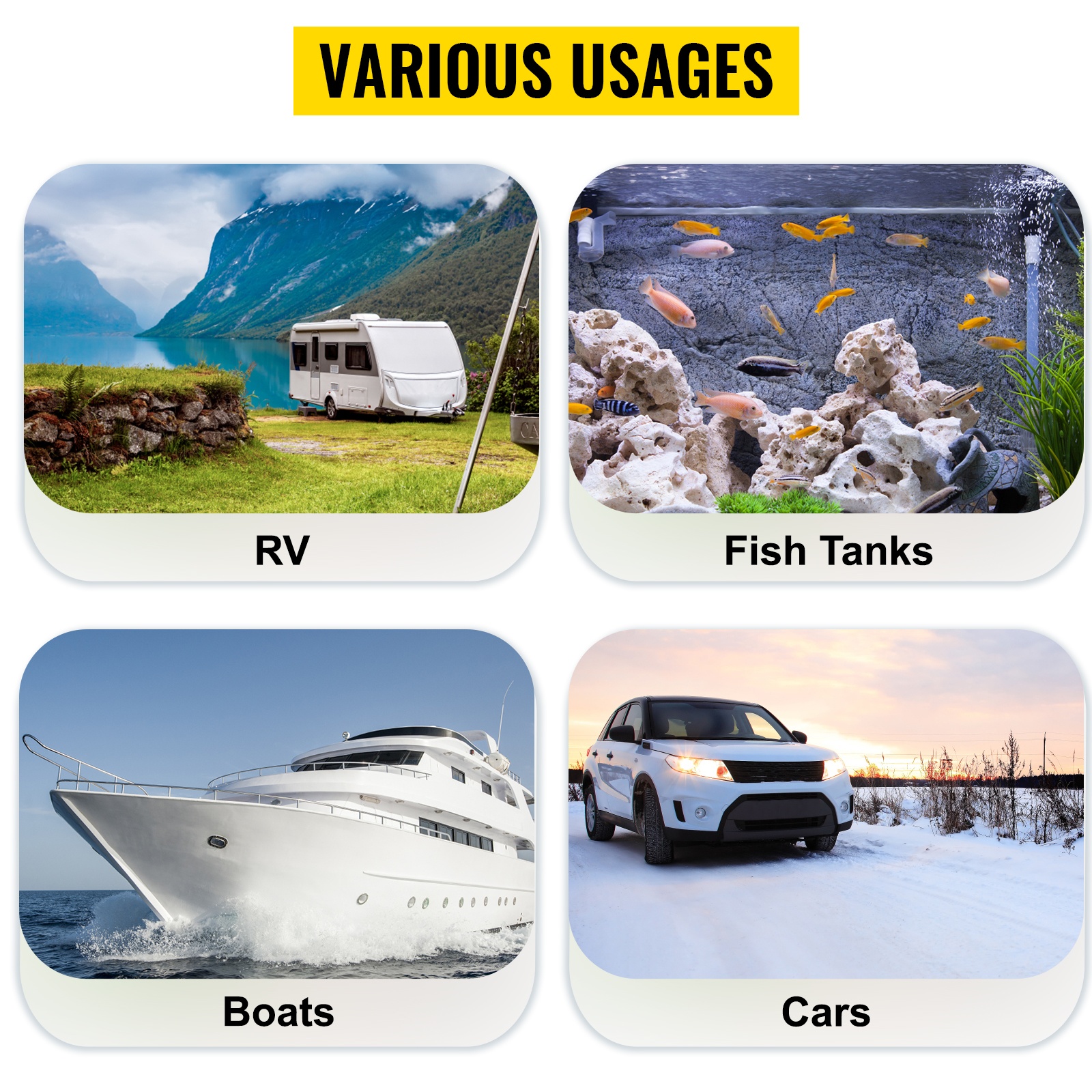 Käyttökohteet: RV, vene, puutarha