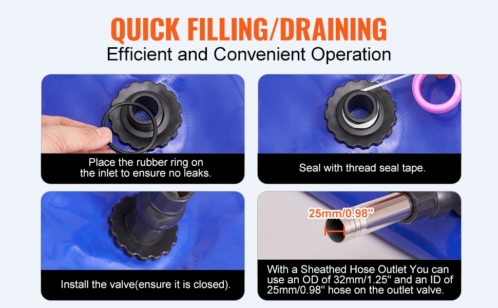 Vesisäiliön täyttöaukko ja liitännät