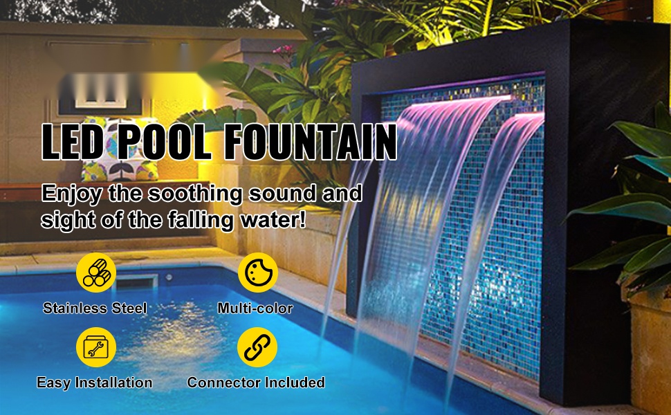 Altaan vesiputoussuutin LED-valolla