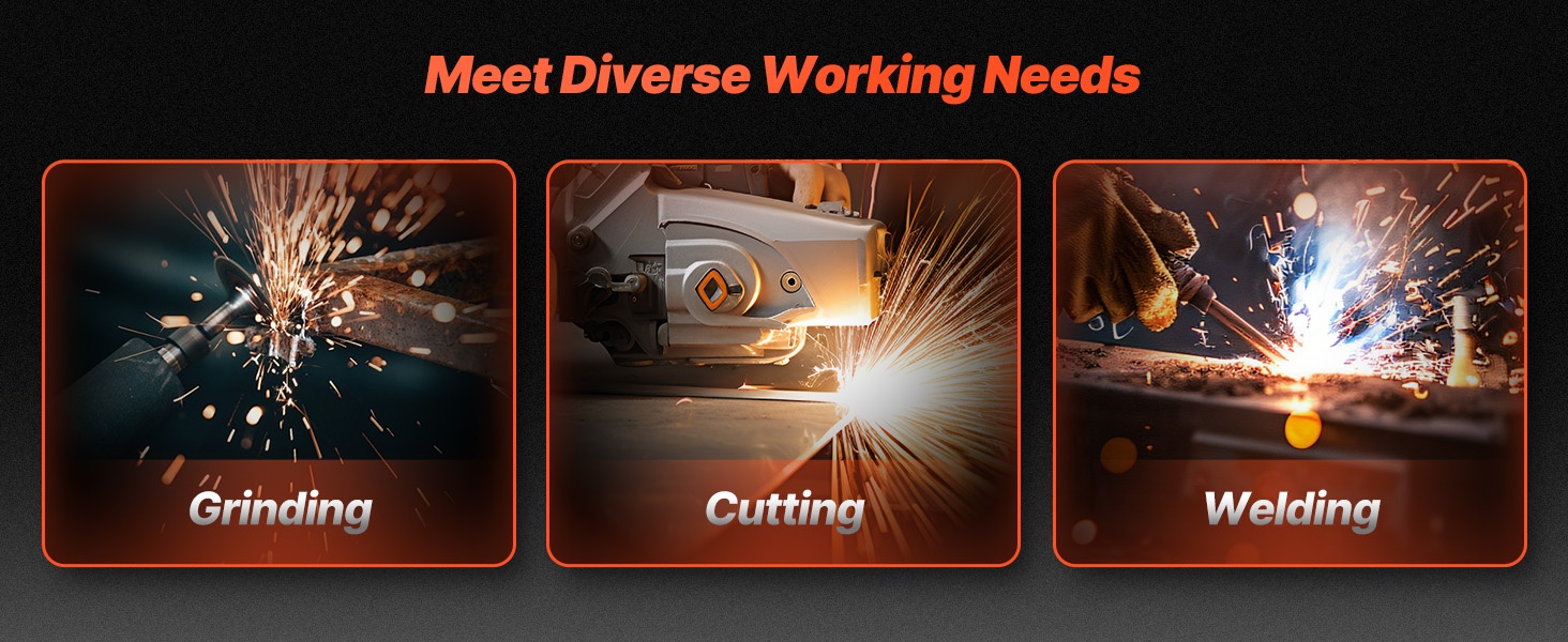 Säädettävä tummennus hionta- ja hitsaustöihin