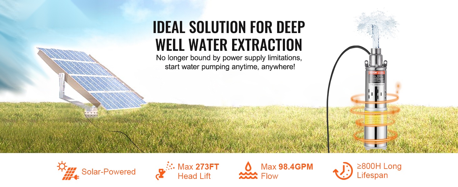 Aurinkokäyttöinen upotettava syväkaivopumppu