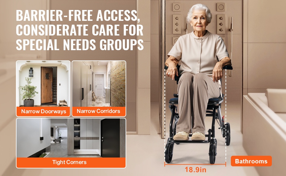 Mukava istuinpehmuste kuljetuspyörätuolissa