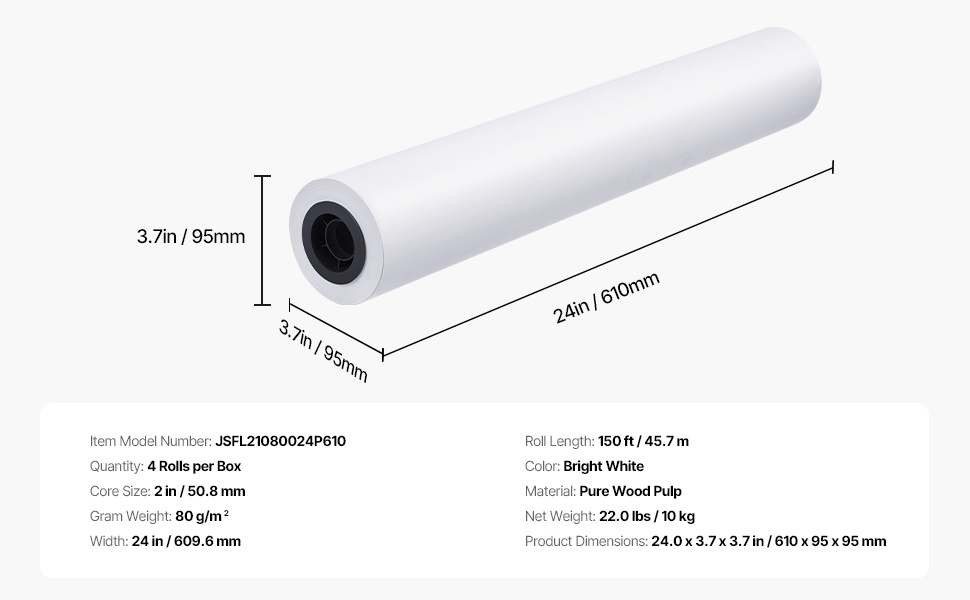 Laajamuotoisen piirustuspaperin pakkaus