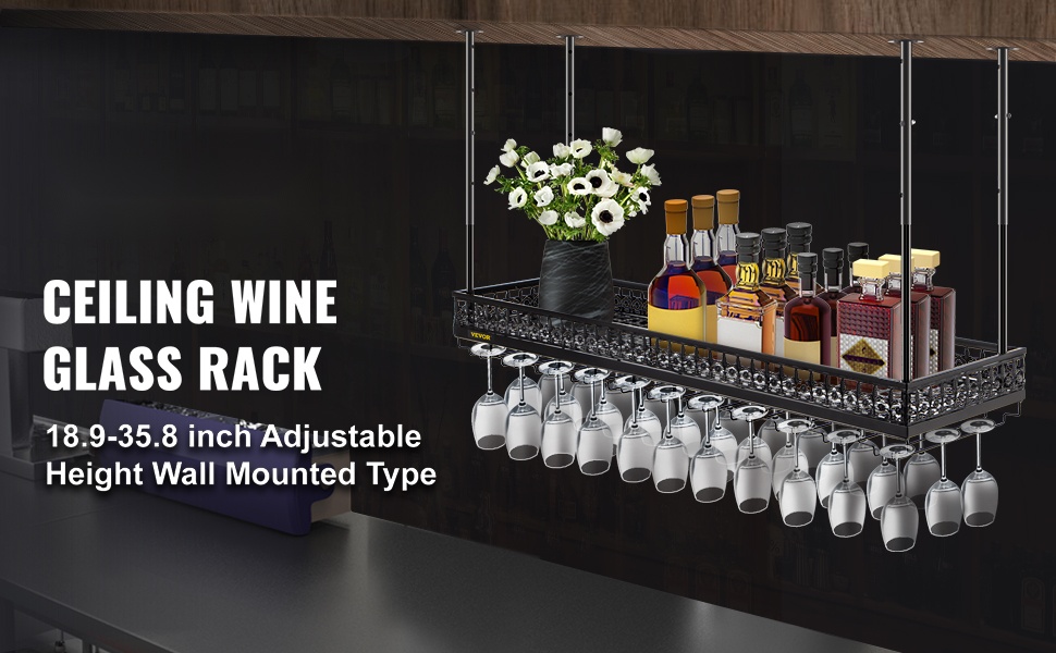 Kattoon asennettava viinilasi- ja pulloteline