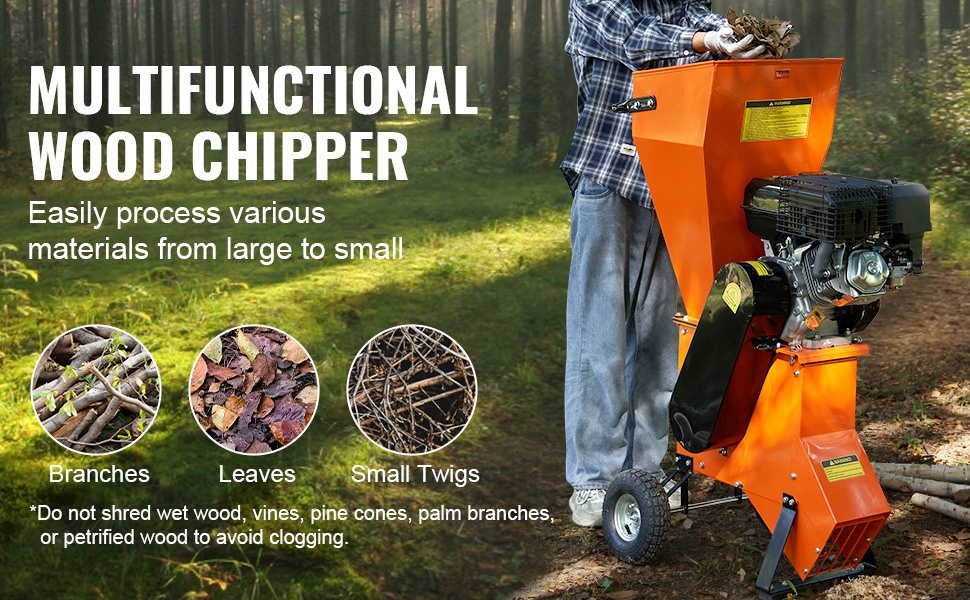 Puuhake- ja silppurilaite tehokas moottori