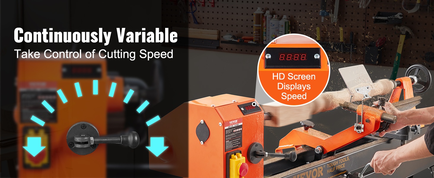 Säädettävä kierrosnopeus mini puusorvissa