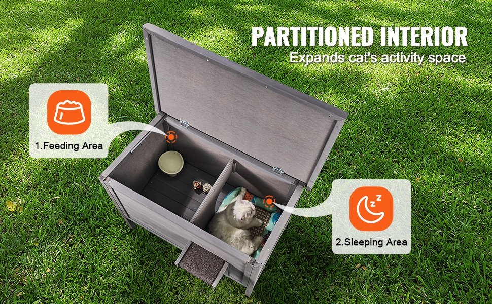 Kaksikerroksinen ulkokissatalo usealle kissalle