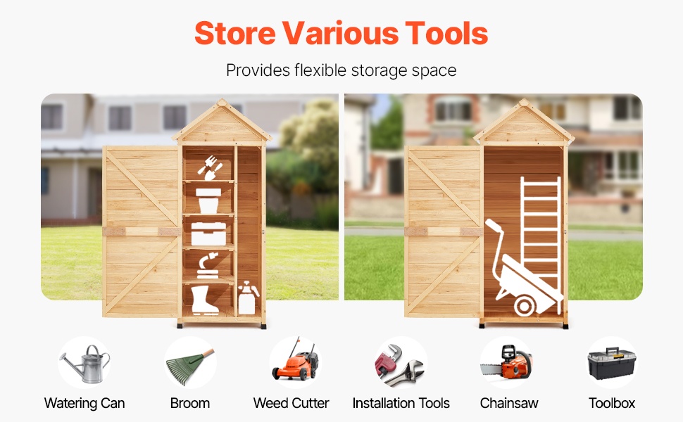 Säädettävä säilytystila puutarhatyökaluille
