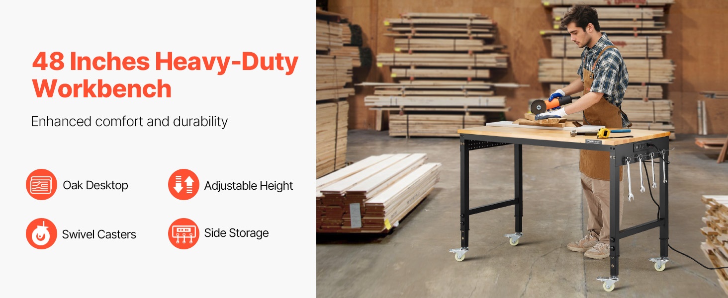 Säädettävä työpöytä tammikannella